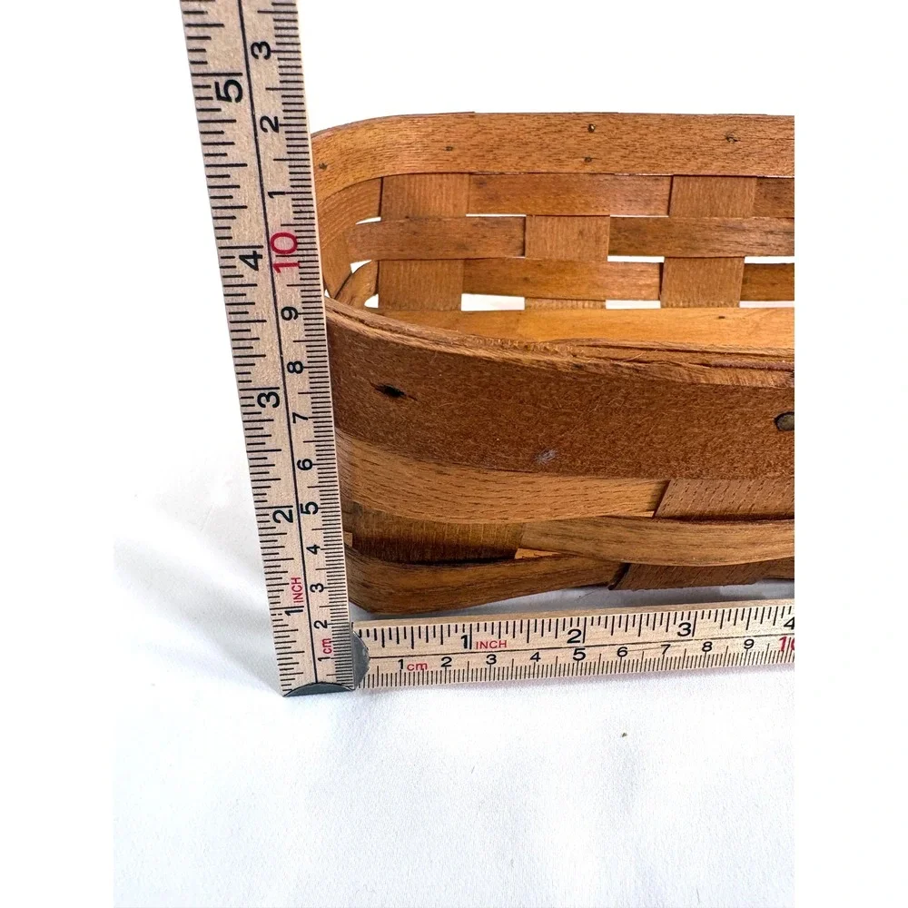 Peterboro Basket Co Woven Wood Rectangular Storage Basket Brown Handcrafted USA